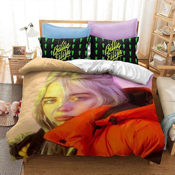 v644 Sängkläder Billie Eilish Sängset Påslakanset Sovrum Täcke Örngott Gåva 3-delars Sängset (1 Påslakan + 2 Örngott) y64 220x240cm 94x102in