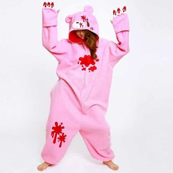 Gloomy Blood Bear Ny Sort Pinkcosplay Kostume Fleece Dyre Onesies Pyjamas Voksen Cosplay Kostume Pyjamas Nattøj Engros Pink L