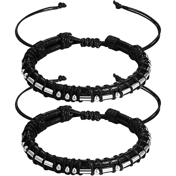 Kreativt Morse-kod Jag älskar dig läderarmband set för män kvinnor