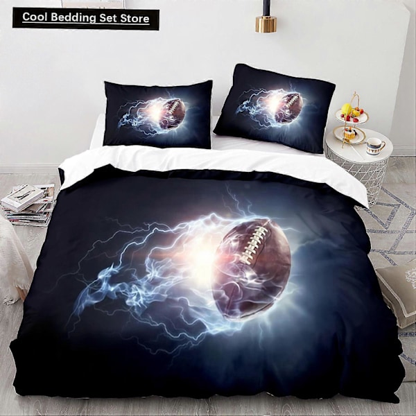 v915 Sängkläder Amerikansk Fotboll King Queen Påslakan Rugbyspelare Mönster Sängkläder Set för Barn Tonåringar Vuxna Bollsport Polyester Täcke 3-Delar 135x200cm 53x78in
