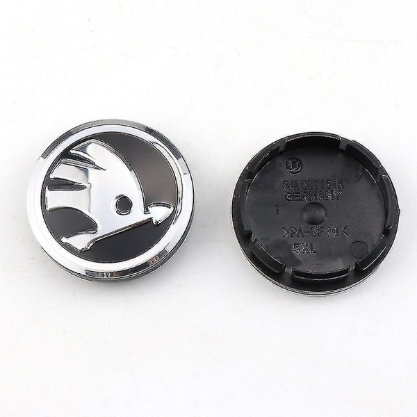 Compatible With Skoda 57/56mm Skoda Xinrui Mingrui Wheel Cover Car Logo - Silver Model (four Packs)