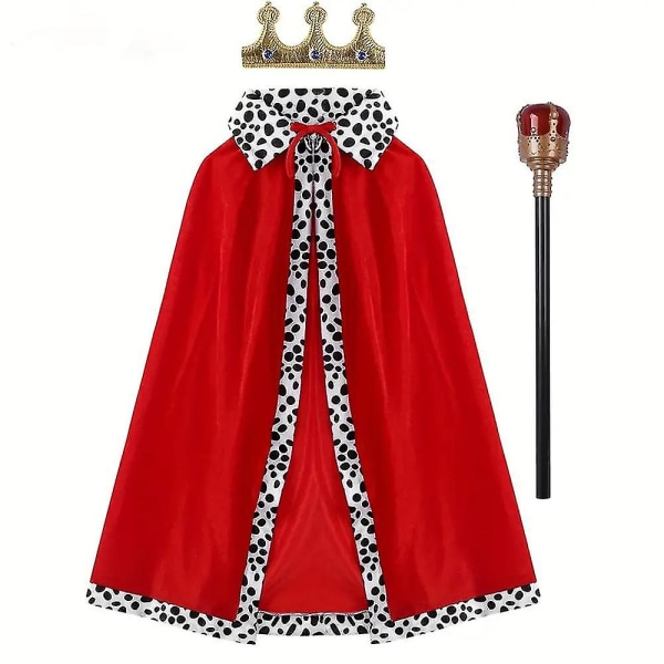 Halloween Kong Kostyme for Barn Kappe Robe Krone Scepter Sett Gutter Kongelig Prins Fancy Dress Up Maskerade Cosplay Antrekk