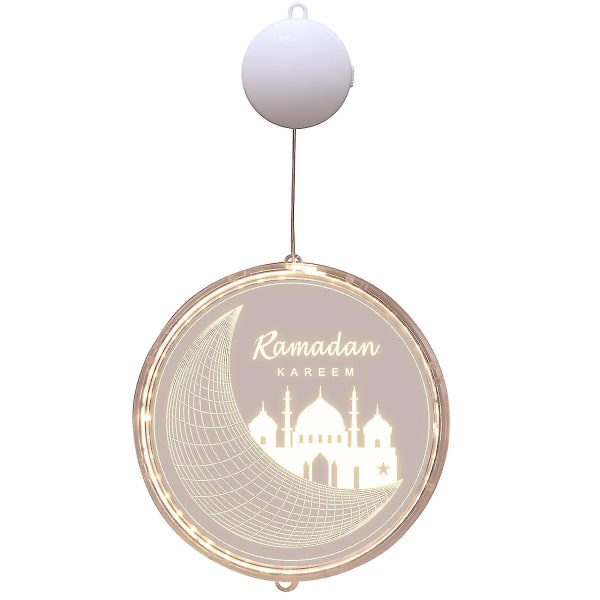 Eid Ramadan ljusslinga, mubarak heminredning med sugkopp, månstjärnor Eid Mubarak hängande ljus för Mubarak-dekor Size 17cm