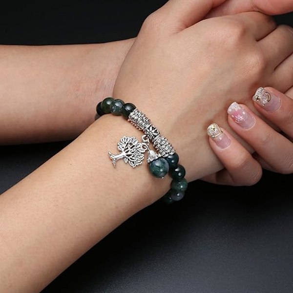 Livets Træ Stretch Armbånd Reiki Healing Krystal Ædelsten Perler Armbånd, Fødselssten Lykkesten Smykker(6.2\")