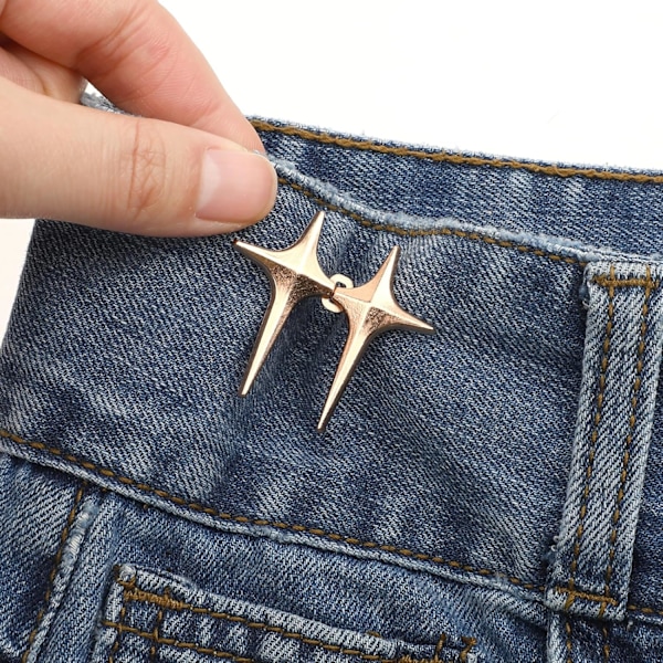 8 par jeans knappar för lösa jeans, byxor åtdragning klämma stjärna midjeband åtdragare justerbar spikfri midjespännen återanvändbar midje åtdragare