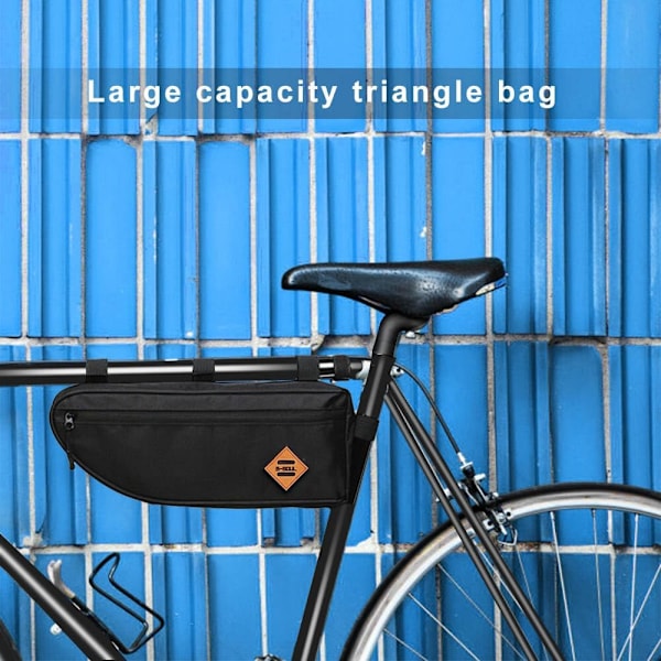 Triangle Cykeltaske Stor, Top Tube Sadeltaske 34.5x13x5.5cm, 2L Stor Kapacitet Front Fame Cykeltaske Hjørnepose Værktøjstaske til Mountainbike Cykel