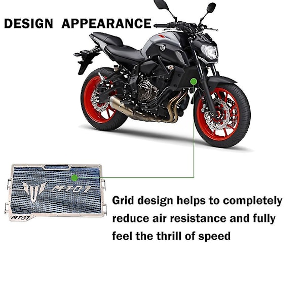 Bimirth för Yamaha Mt-07 Mt07 Fz-07 Fz07 2014 - 2019 Motorcykel Kylare Grill Guard Grill Skyddskåpa Mesh Net Fender Tillbehör Red