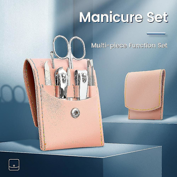 7 st/set Manikyrset Nagelklippare Verktyg Pedikyrset Rostfritt Stål Öronsked Nagelsax Sax Kit För Manikyrverktyg Black