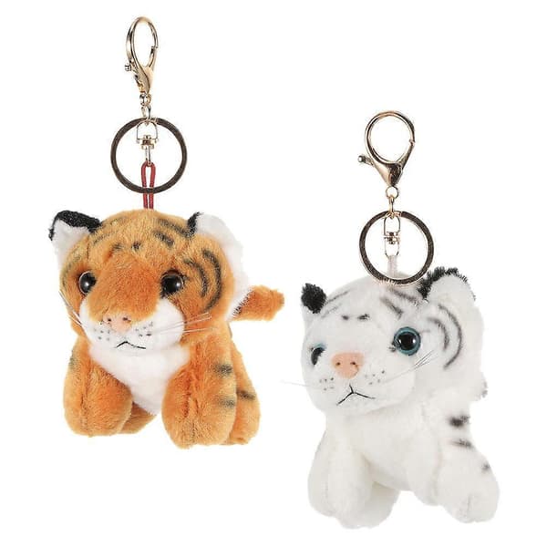 Tiger Nøglering Plysdyr Nøglering til Nøgle 2 Stk. Blandede Farver Blødt Materiale