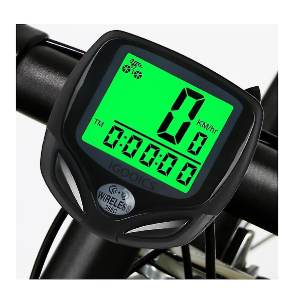 Pyörän nopeusmittari, langaton pyörätietokone vedenpitävä polkupyörän matkamittari, jossa on automaattinen herätys monitoiminen LCD-taustavalaistu näyttö (musta)