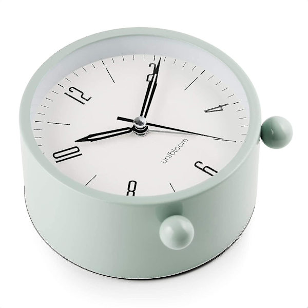 Tyst väckarklocka - Analog väckarklocka utan tickande med varmt ljus - Minimalistisk rund