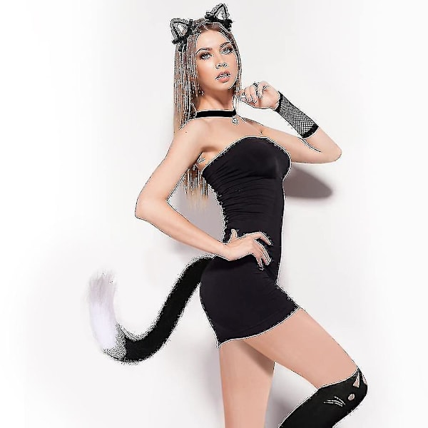 Halloween-joulu kissan häntä Eläimet apina Kaksisävyinen häntä Halloween-juhlat Anime-asu Tarvikkeet Kissanhäntä 80cm Musta