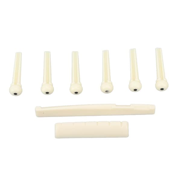 Acoustic Guitar Bridge Set Nut Saddle String Pins Plastic Instrument Accessories for Playing 0.1