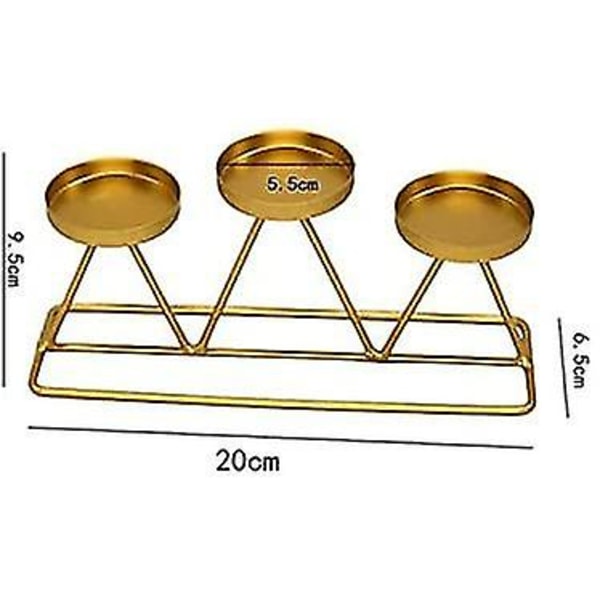 Dekorativ 3-armad metallljushållare för bröllopsbord - guld