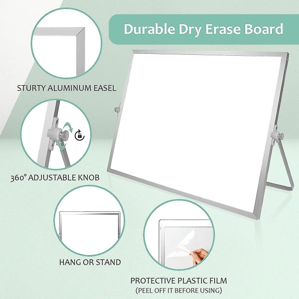 Dry Erase White Board, 16inx12in stor magnetisk bordsskrivtavla med stativ 16*12