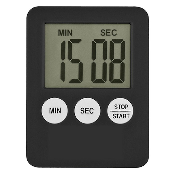 Super tynd LCD digital skærm køkken timer firkantet madlavning optælling nedtælling alarm magnet ur Black