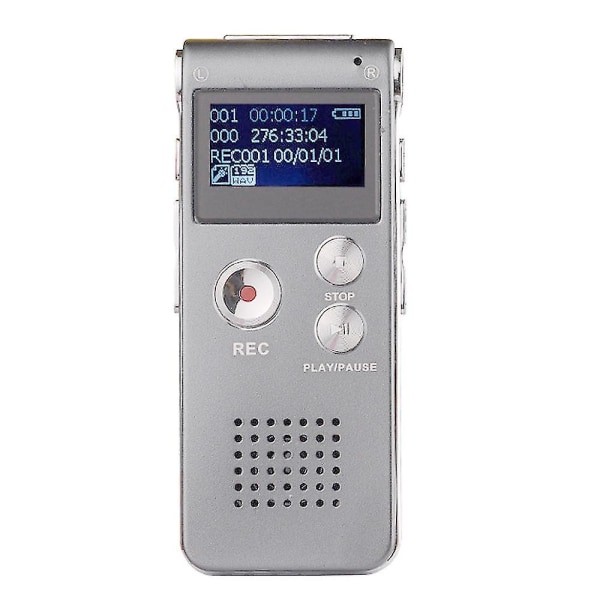Digital röstinspelare Röstaktiverad inspelningsapparat för föreläsningar, möten, intervjuer 8gb ljudinspelare Mini Bärbar banddiktafon med uppspelning, USB Iron Grey