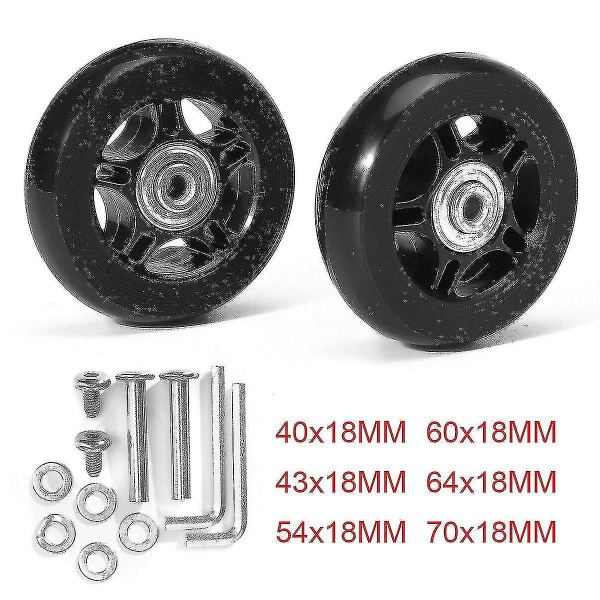 Silent Trolley Case Resväska Universal Wheel Rubber Runner Resväska Lager Reparationssats -45mm*18mm-bättre 54mm*18mm