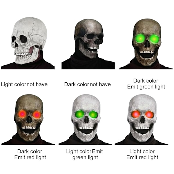 Halloween Fuld Hoved Skalle Maske Hjelm Kæbe Bevægelig Skelet Cosplay Gyser Skræmmende Dark color