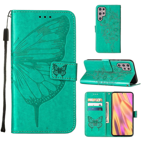 Kompatibel med Samsung Galaxy S23 Ultra 5g Flip Case Cover Premium Läder Prägling Magnetisk Green