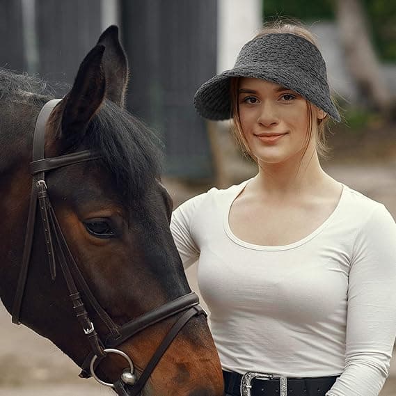 Solhatter med bred brem for kvinner, sammenrullbar, sammenleggbar golfvisirhatt i strå