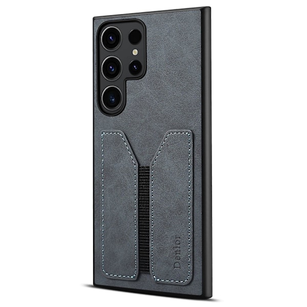 DENIOR Mobilskal för Samsung Galaxy S24 Ultra med Elastiskt Kortfack, PU-Läder, Bakskydd - Grå