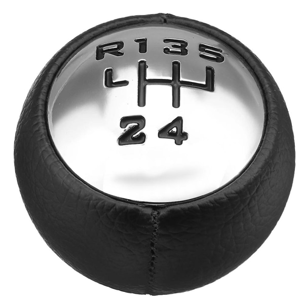 5 Speed Pu Leather Gear Shift Knob Head Handball For 307 308 3008 407 5008 807 For C3 C4 C8 bright silver  black