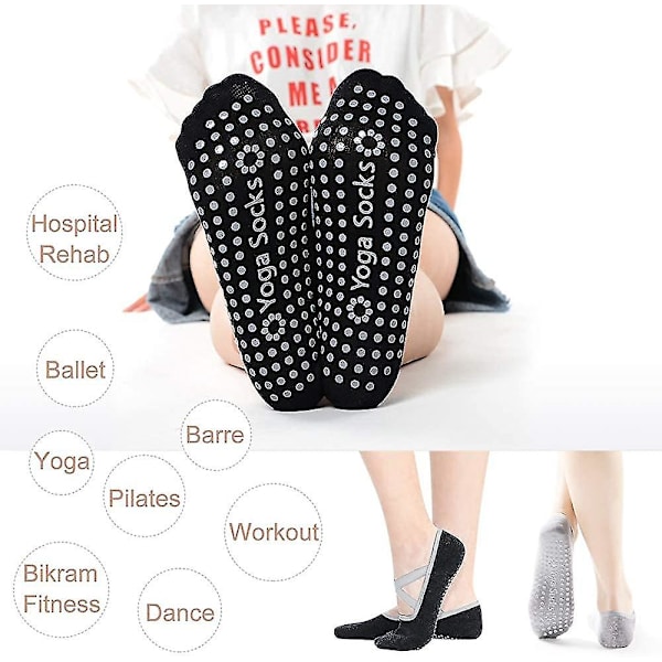 Yogasockor, 2 par Acsergery present yogapilatesockor för kvinnor med grepp &