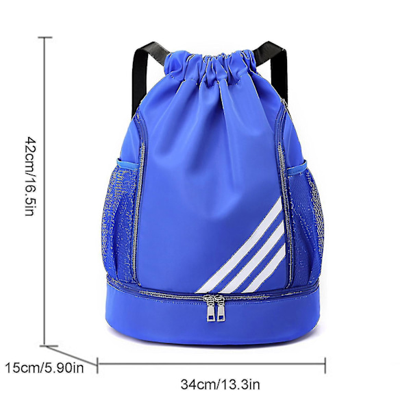 Vedenpitävä kiristysnauha reppu urheilukassi kengät osasto, vedenpitävä kiristysnauha reppu miehille naisille Blue