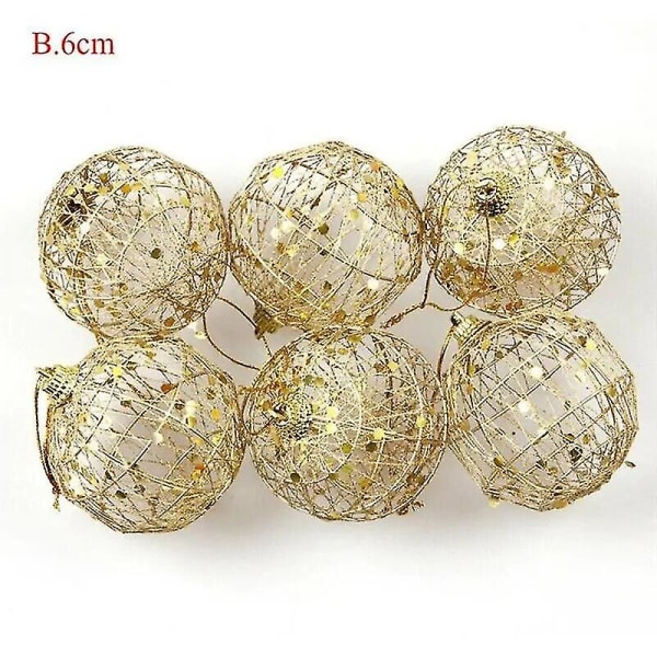 6pcs/set Christmas Xmas Tree Gold Ball  Party Ornament Decoration Golden Christmas Ball 2023 New Year Christmas Decorate