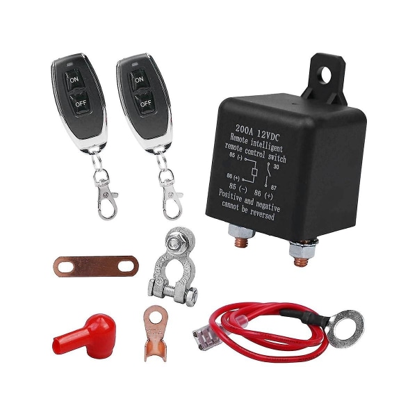 Fjärrbrytare för batterifrånkoppling, trådlös fjärrkontroll Batterifrånkopplingsbrytare, 12v 200a Dual Black