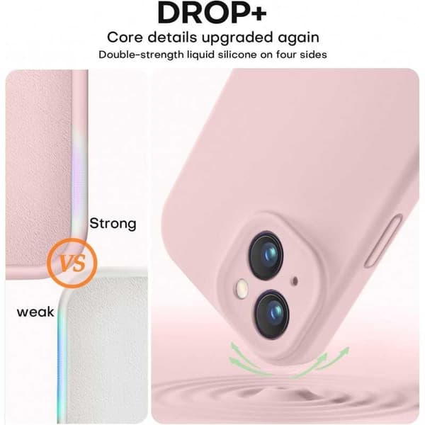 FOR iPhone 15 Gummideksel med Kamerabeskyttelse Liquid V2 - Rosa