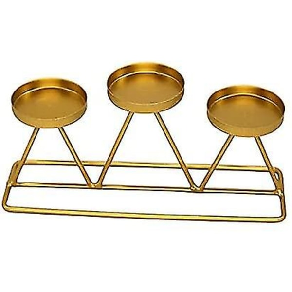 Decorative 3-arm Metal Candle Holder For Wedding Table - Gold
