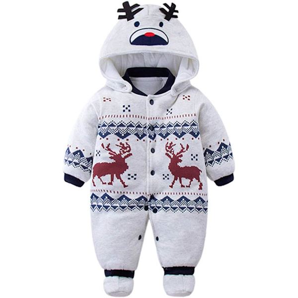 Baby Flickor Pojkar Romper Nyfödd Tjock Snödräkt Höst Vinter Spädbarn Overall Outfit 6 Månader Vin 66 White