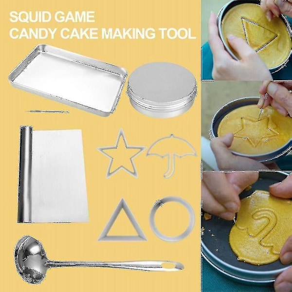 Squid Game Sukker Pie Spil til Fremstilling af Rustfrit Stål Værktøjssæt