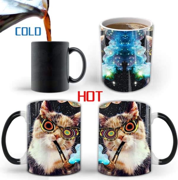 Cool katt keramisk värmekänslig mugg - kaffemugg, temugg, mjölkkopp