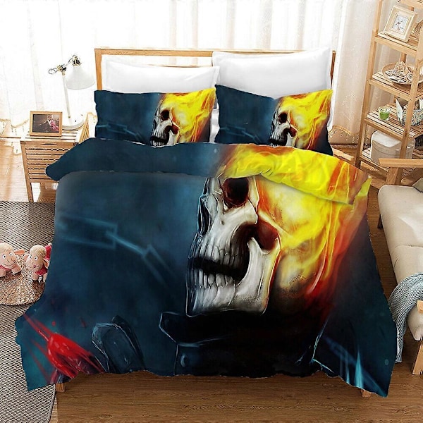 v4747 Sängkläder Ghost Rider Sängset 3 delar Påslakan Örngott Storlekar 3A Sängkläder IU4747 135x200cm 53x78in