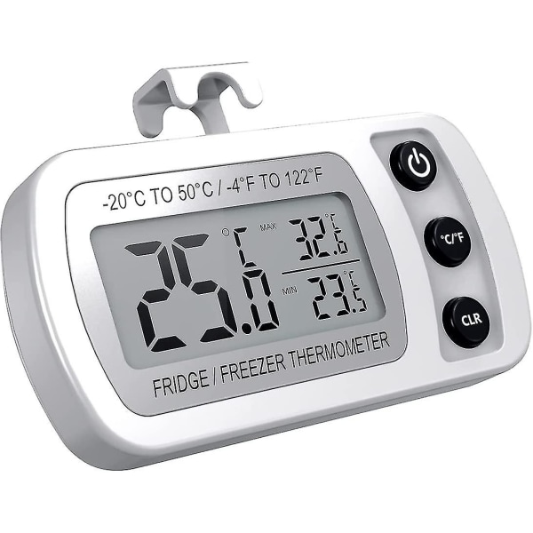 Kyltermometer, Digital frystermometer, Vattentät Kylskåpstermometer Med Max/min Funktion, Krok, Lättläst LCD-skärm, För hemmet,