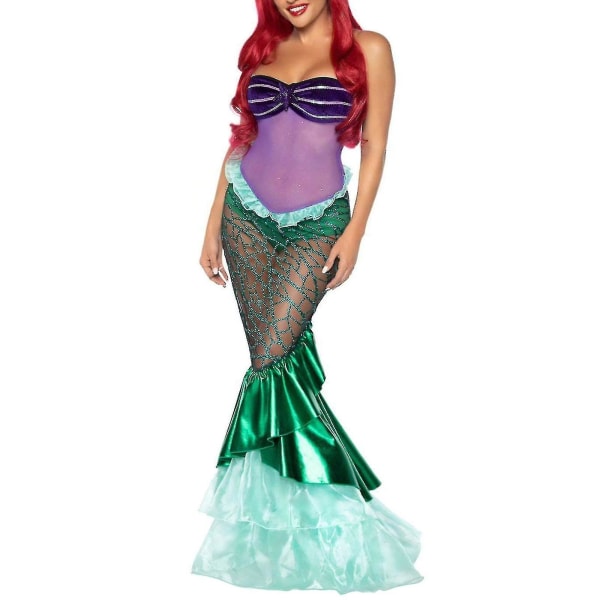 Anime Sexy Mermaid Ariel Prinsessa Asuja Aikuisille Naisille Halloween Mermaid Masquerade Uniforms Dress Up Fancy Paljetit Ruffle Mekko C Green L