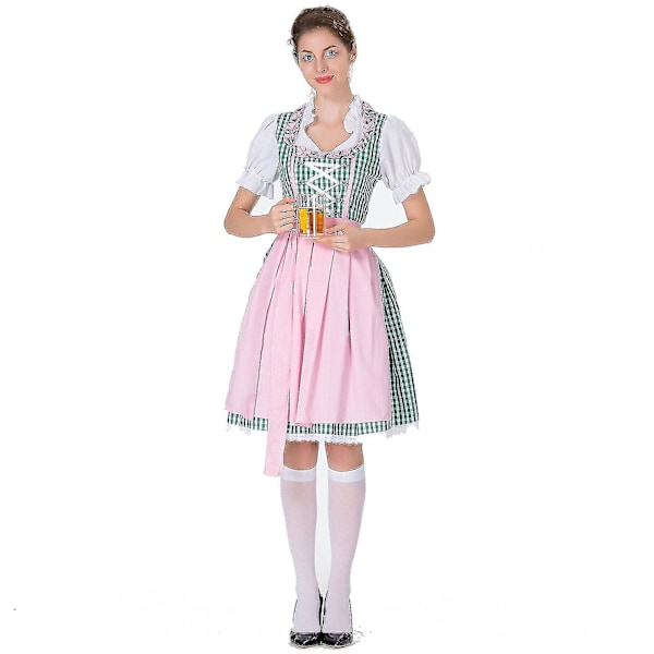 Naisten Oktoberfest-asu, saksalainen Dirndl-mekko, asu, baijerilainen karnevaaliasu, 50 %:n tarjous Green 3XL