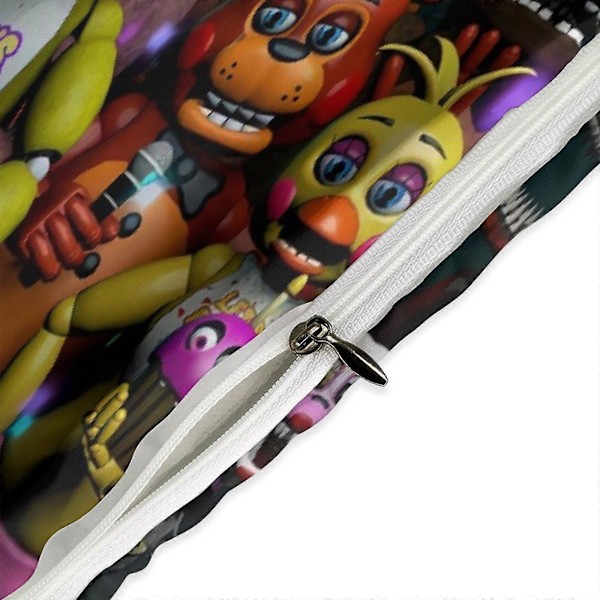 v1472 Five Nightat Freddy Quilt Sæt Tyk Blød 3 Dele Sengesæt Helårs Dynebetræk med 2 Pudebetræk til Voksne Kvinder Piger Teenagere Hjem Værelse 135x200cm 53x78in