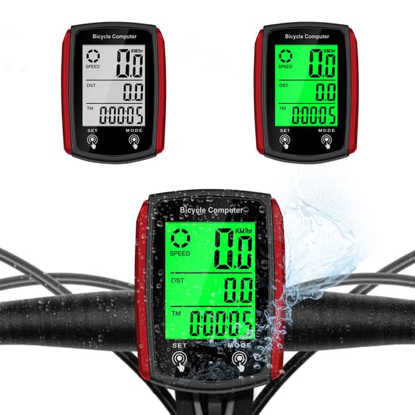 Multifunctional Bicycle Speedometer with Automatic Wake-up LCD for Distance and Speed Monitoring, Essential Cycling Accessory, Various Red