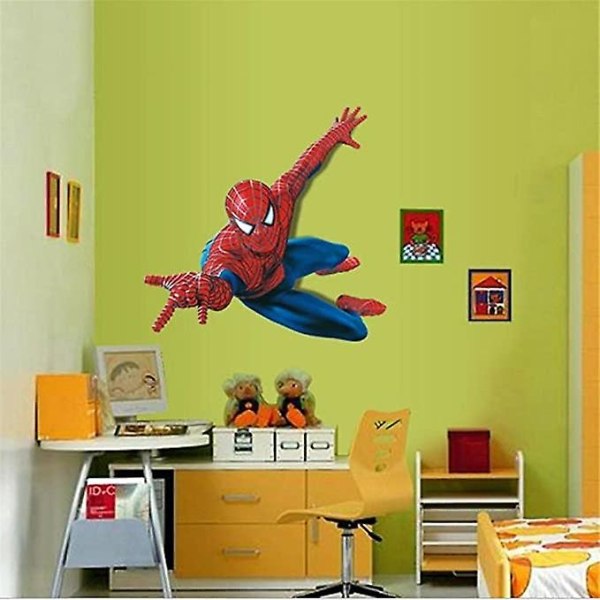 Superhjälteväggklistermärke 3D Spiderman Avtagbar PVC-väggklistermärke Dekorera pojkens sovrum Vardagsrum Barnkammare