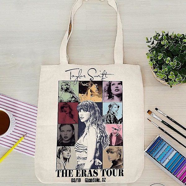 Taylor Swift The Eras Tour Canvas Shopping Bag Skulder Tote Shopper Vesker Gaver Til Ts Fans Musikkelsker