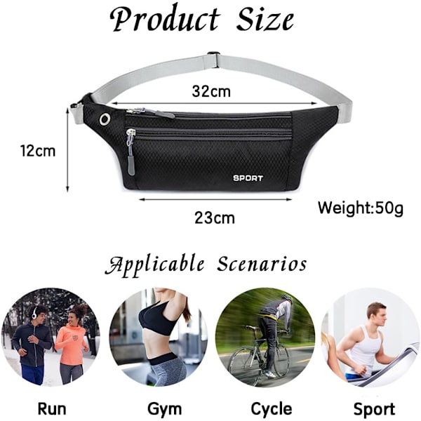 Bumbag för män och kvinnor, vandringsbälte med justerbart bälte, vattentät, lätt midjeväska för sport, utomhuscamping (lila)