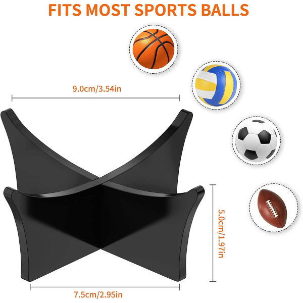 Akryl ballstativholder, balldisplaystativ for fotball basketball soccer holder, ball oppbevaringsdisplaystativ Black 3pcs