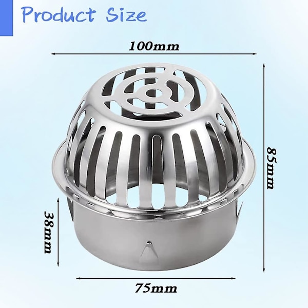 Rennebeskyttelse i rustfritt stål, 1 stk. Rennebeskyttelse for nedløpsrør, rustfritt stål bladfangergitter for takrenner, nedløp
