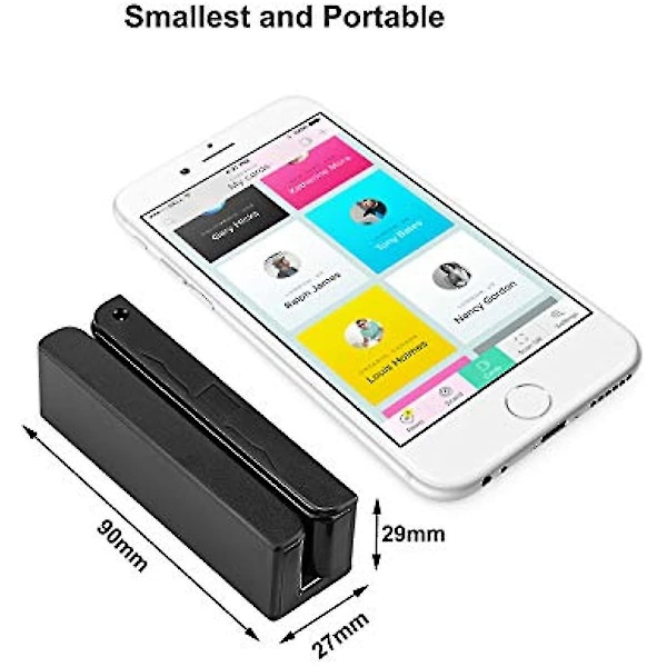MSR90 USB-läsare för magnetkort, 3 spår, Mini Smart Card Reader, MSR605 MSR606 Deftun