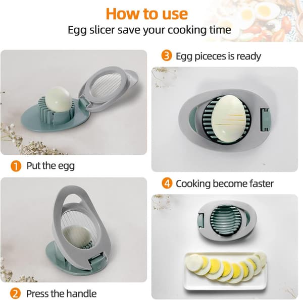 Eggdeler for hardkokte egg, tråddeler i rustfritt stål, eggesalatmaker, kuttet egg