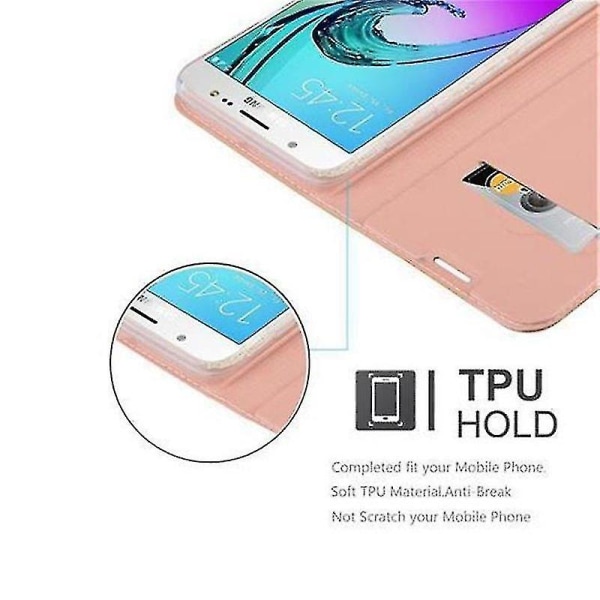 Case för Samsung Galaxy J5 2016 hopfällbart phone case - cover - med stativfunktion och kortfack Pink